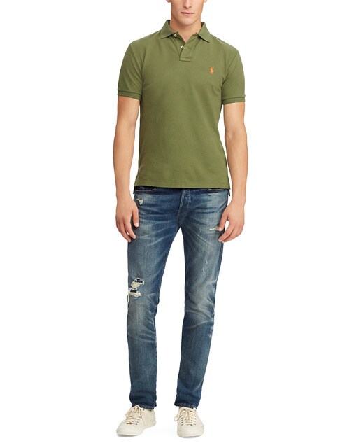 Pólo piqué de homem Polo Ralph Lauren regular caqui de manga curta