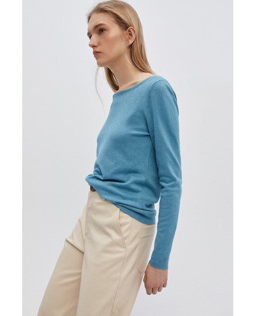 Jersey de mujer liso cuello barco