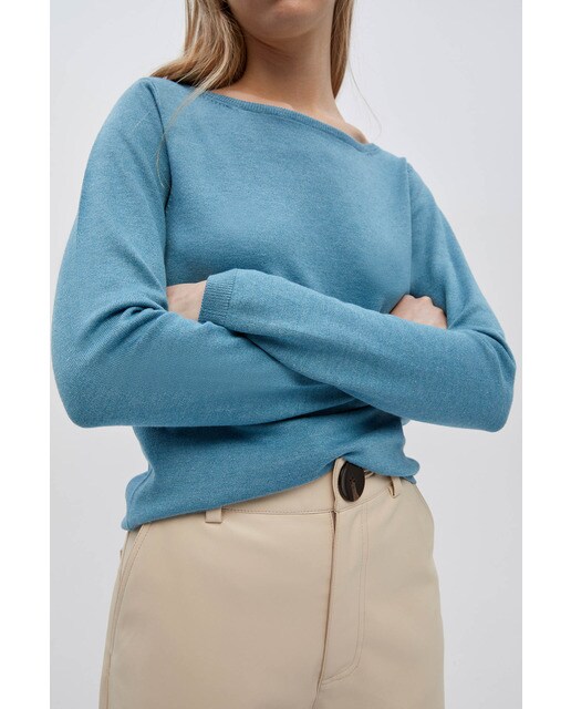 Jersey de mujer liso cuello barco