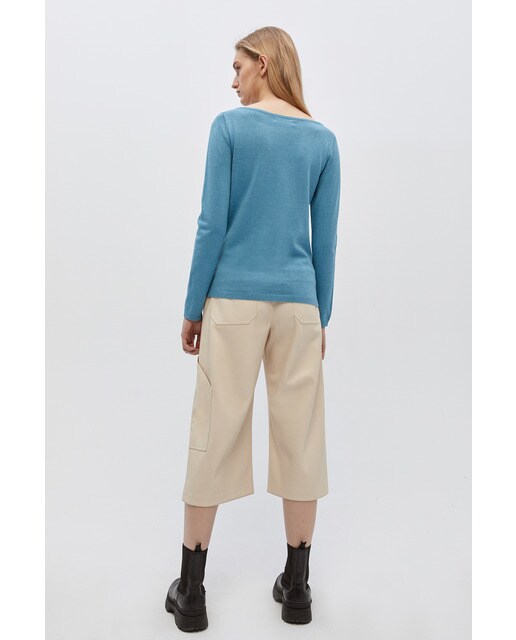 Jersey de mujer liso cuello barco