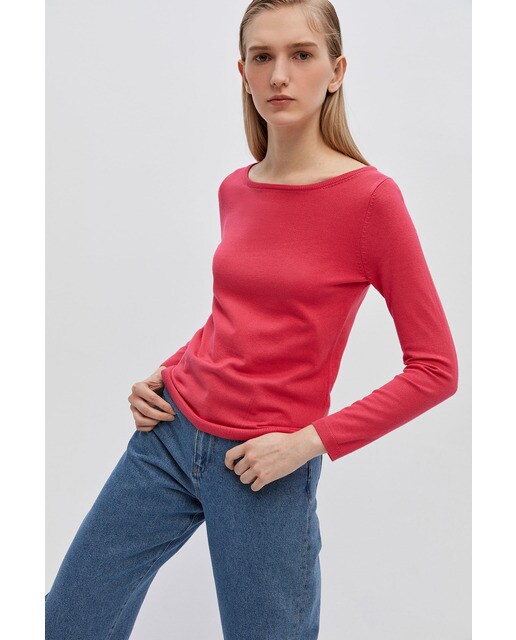 Jersey de mujer liso cuello barco