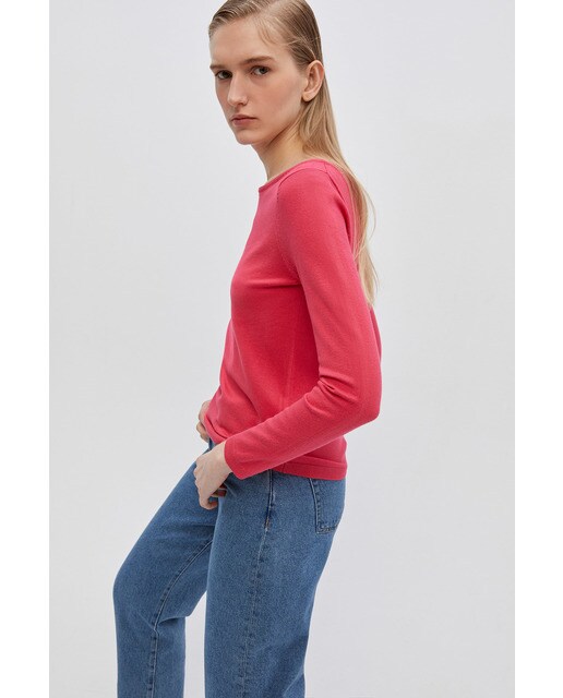 Jersey de mujer liso cuello barco