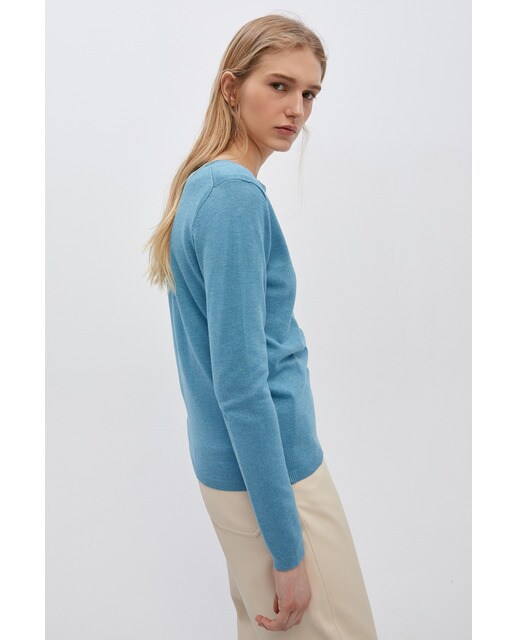Chaqueta de punto de mujer lisa cuello pico