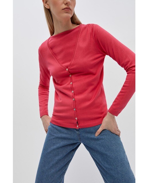 Chaqueta de punto de mujer lisa cuello pico