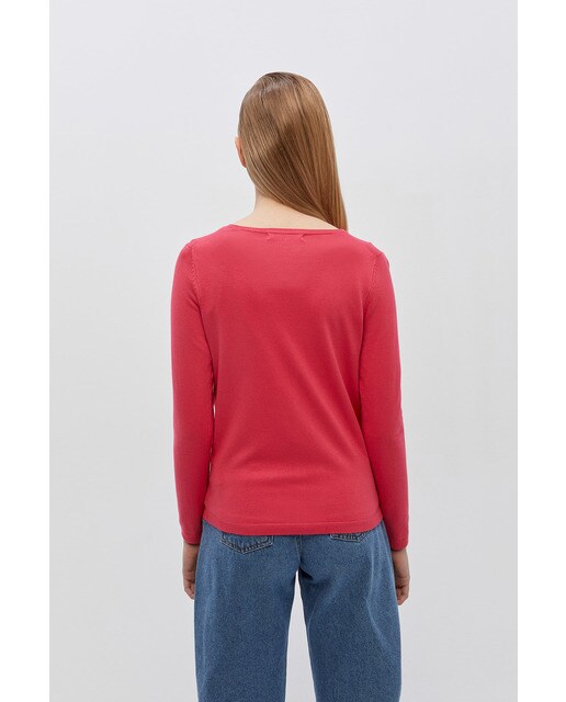 Chaqueta de punto de mujer lisa cuello pico