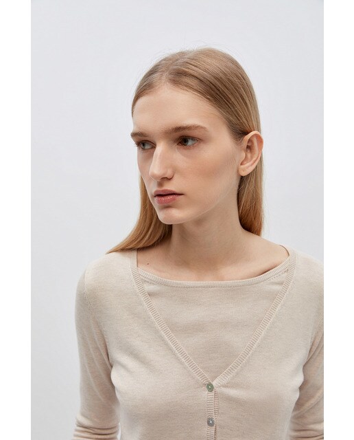 Chaqueta de punto de mujer lisa cuello pico