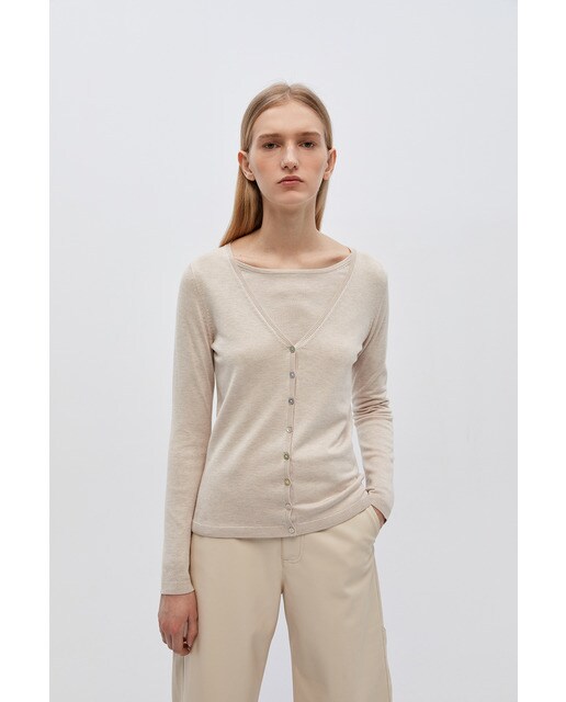 Chaqueta de punto de mujer lisa cuello pico