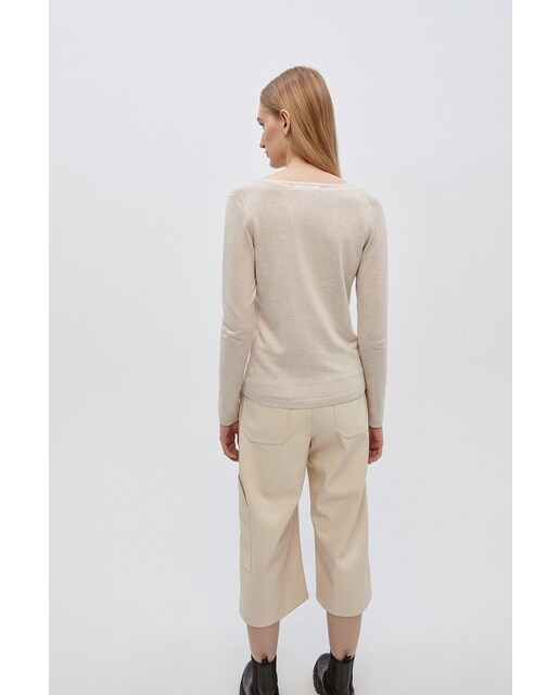 Chaqueta de punto de mujer lisa cuello pico