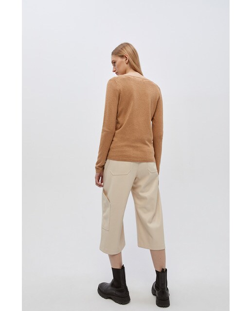 Chaqueta de punto de mujer lisa cuello pico