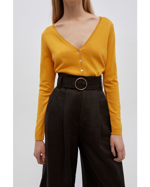 Chaqueta de punto de mujer lisa cuello pico