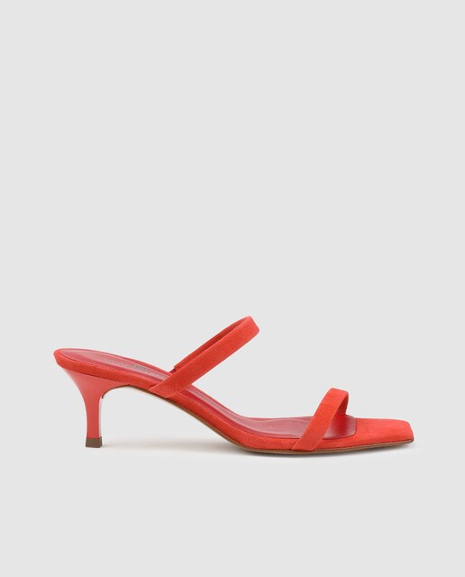 Sandalias de tacón de mujer Gloria Ortiz en ante rojo