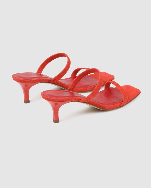 Sandalias de tacón de mujer Gloria Ortiz en ante rojo