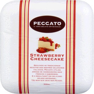Peccato Gelado Cheesecake de Morango embalagem 500 ml