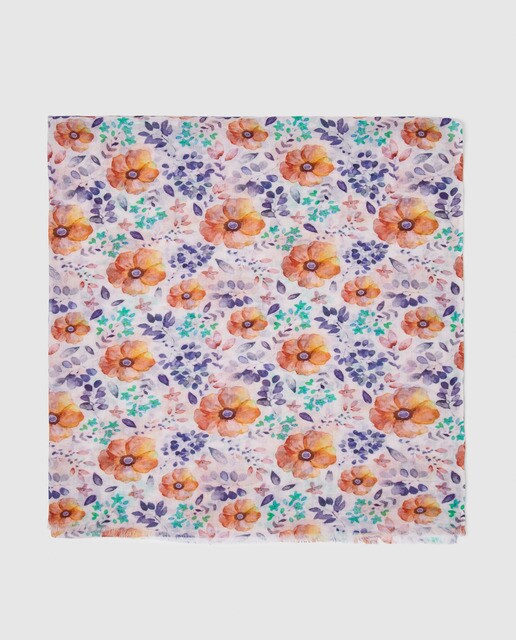 Fular El Corte Inglés con estampado floral en tono rosa