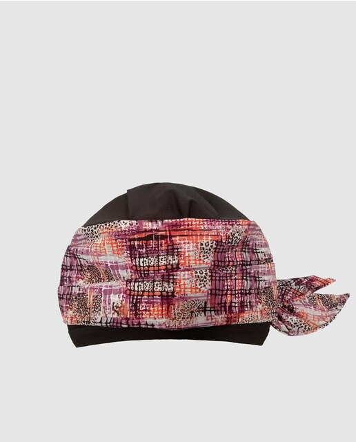 Turbante cerrado Belle Turban en negro con pañuelo estampado