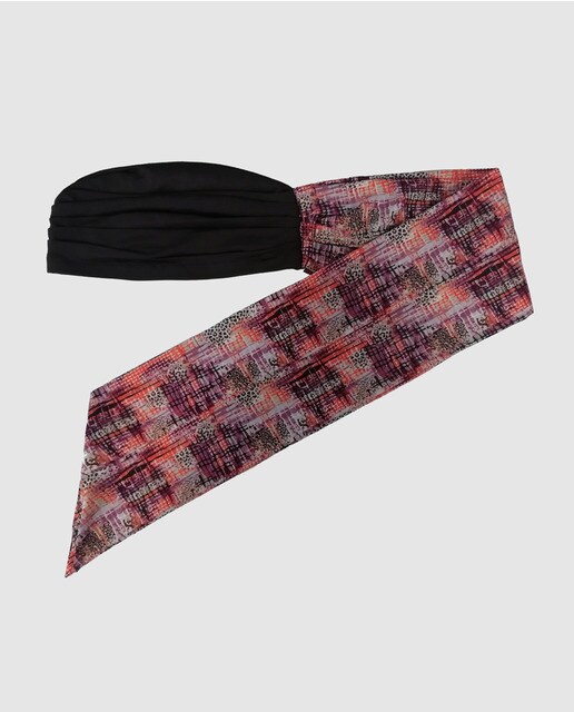 Turbante cerrado Belle Turban en negro con pañuelo estampado