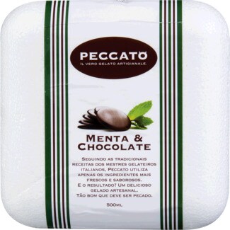 Peccato Gelado de Menta e Chocolate embalagem 500 ml
