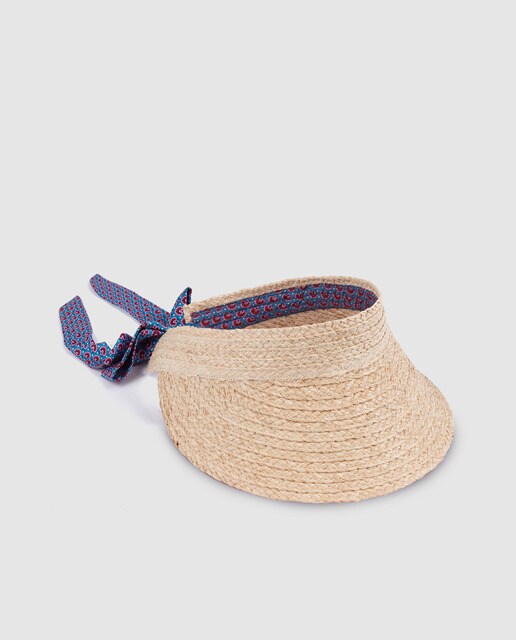 Visera de mujer El Corte Inglés de rafia en beige con lazo