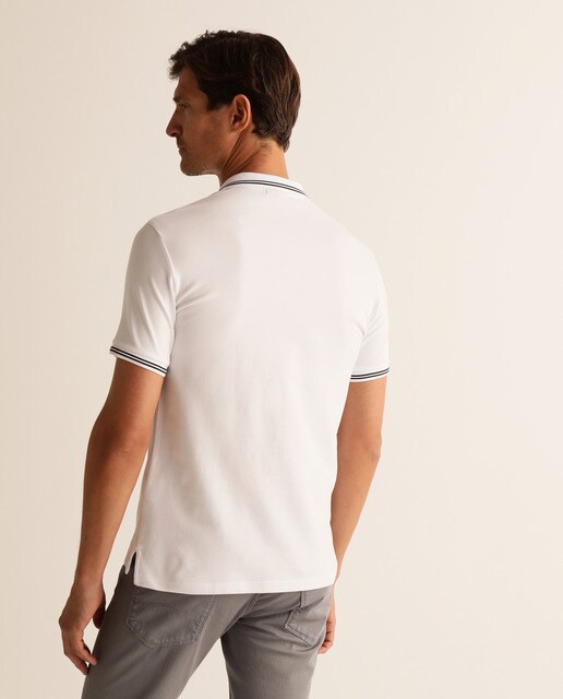 Polo piqué de hombre Emporio Armani blanco de manga corta