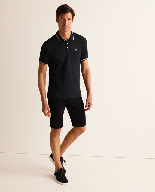 Polo piqué de hombre Emporio Armani azul de manga corta
