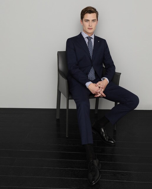 Traje de la colección Black de hombre slim microestampado azul