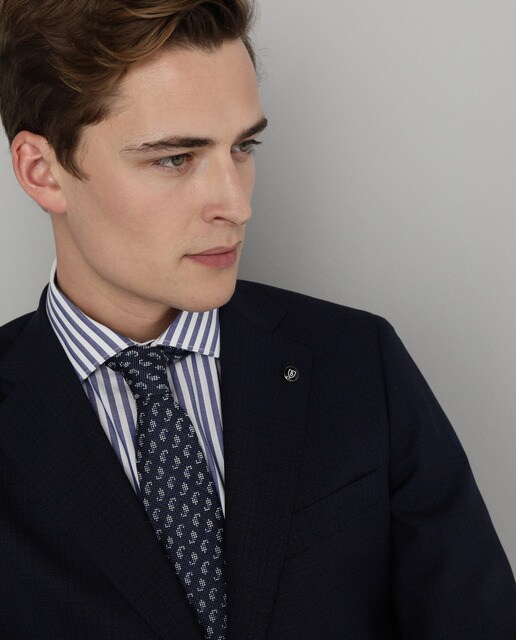 Traje de la colección Black de hombre slim microestampado azul