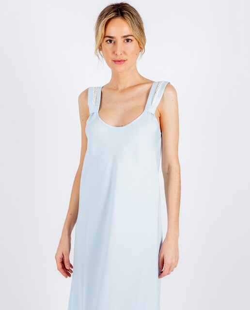 Camisa de dormir comprida azul celeste
