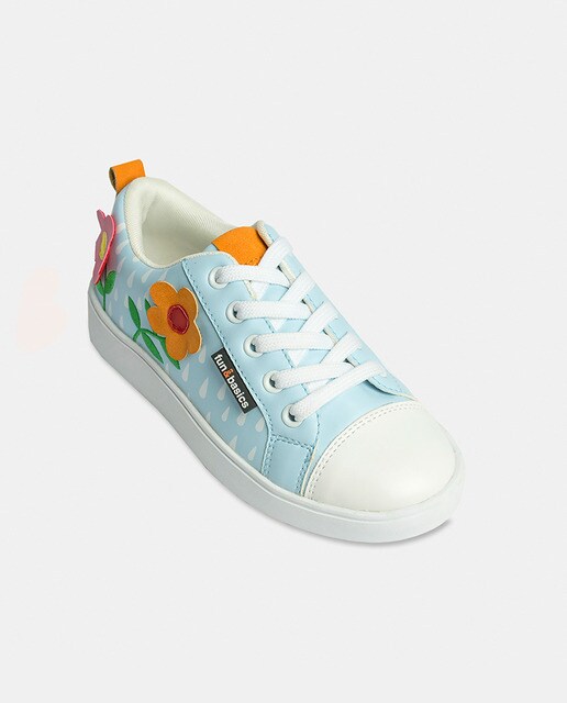 Zapatillas de lona de niña Fun & Basic en azil con motivos florales