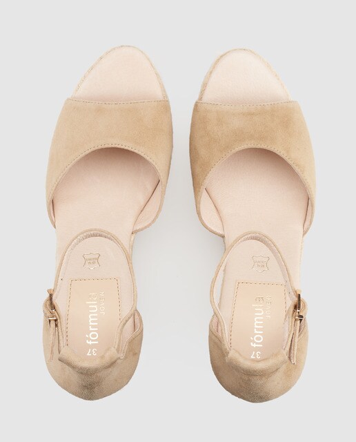 Alpargatas de cuña de mujer Fórmula Joven de ante beige