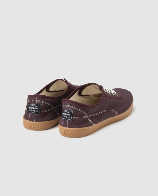 Sapatilhas de lona de homem Pompeii bordeaux com atacadores