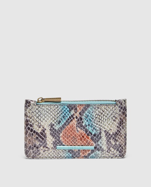 Monedero de mujer Jo & Mr. Joe en tono beige efecto serpiente con tarjetero