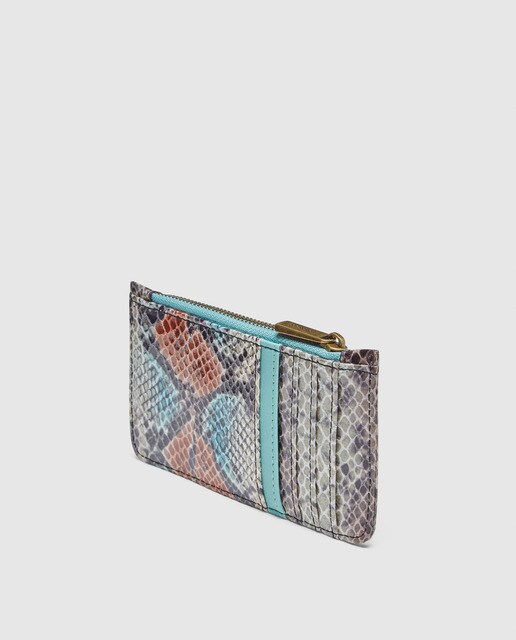 Monedero de mujer Jo & Mr. Joe en tono beige efecto serpiente con tarjetero