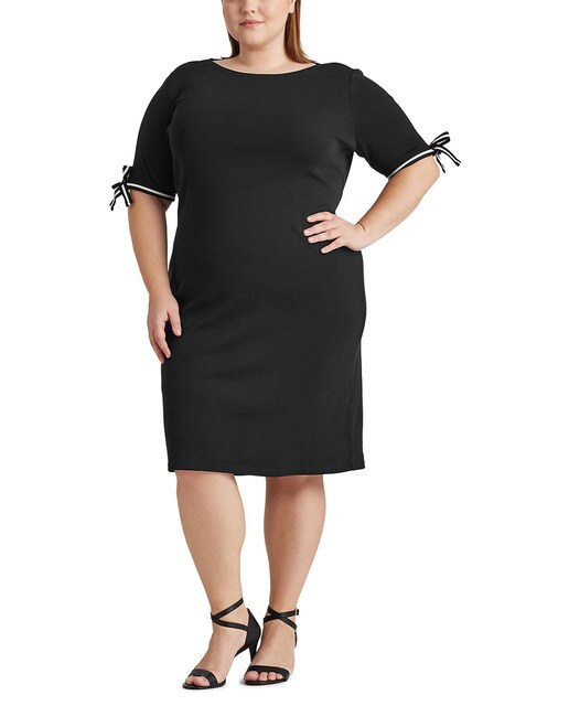 Vestido liso com manga 3/4