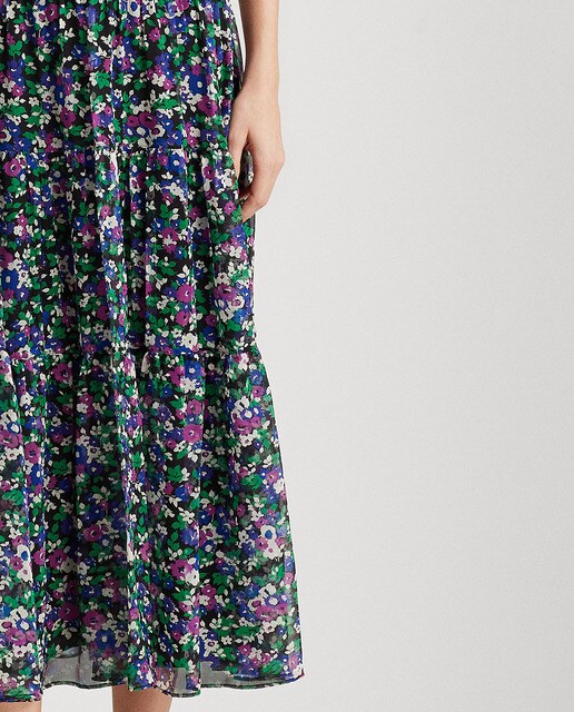 Falda larga con estampado de flores