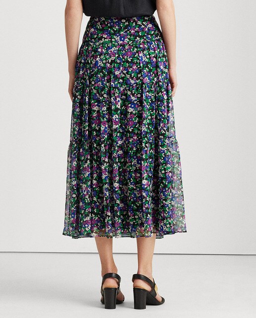 Falda larga con estampado de flores