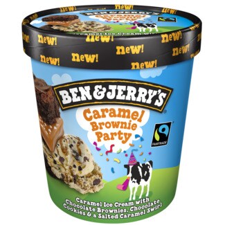 Ben & Jerry's Gelado Caramelo Brownie Party embalagem 465 ml