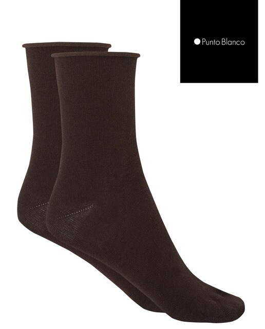 Calcetines de mujer Punto Blanco en color marrón oscuro