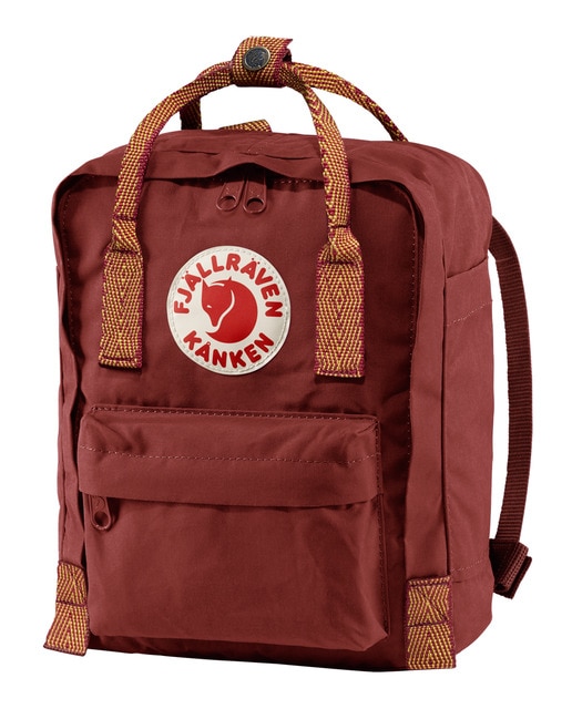Mochila unissexo Kånken mini de vinil bordeaux com fecho de correr