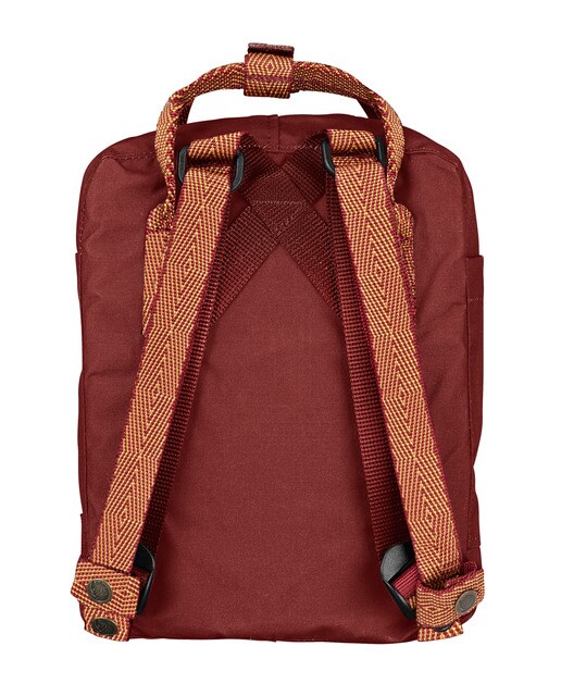 Mochila unissexo Kånken mini de vinil bordeaux com fecho de correr