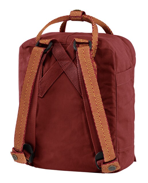 Mochila unissexo Kånken mini de vinil bordeaux com fecho de correr