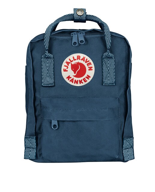 Mochila unissexo Kånken Mini de vinil azul royal com fecho de correr
