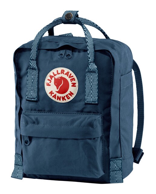 Mochila unissexo Kånken Mini de vinil azul royal com fecho de correr