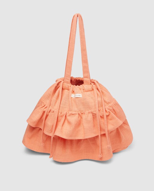 Shopping de playa Southern Cotton de algodón en coral con volantes