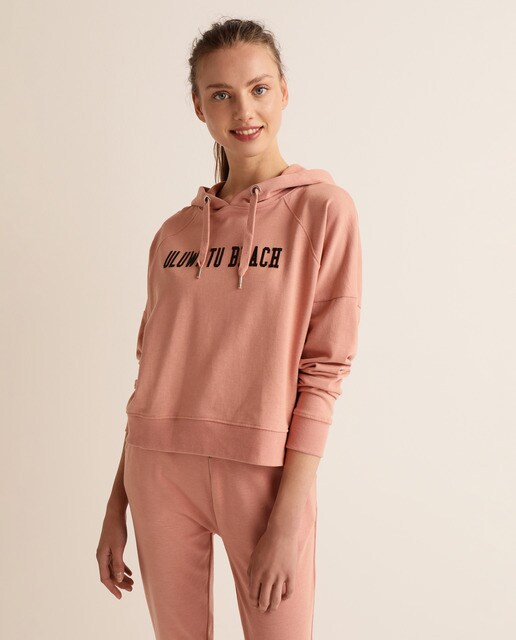 Sweatshirt de mulher com capuz e logótipo