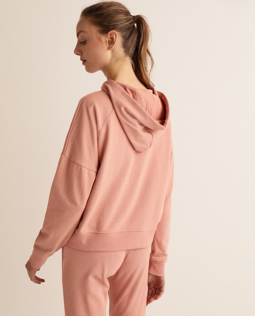 Sweatshirt de mulher com capuz e logótipo