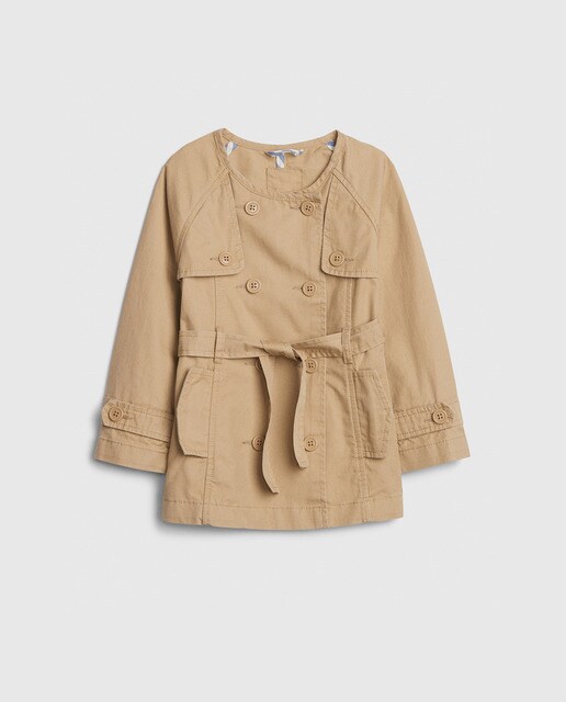 Gabardina de niña en camel