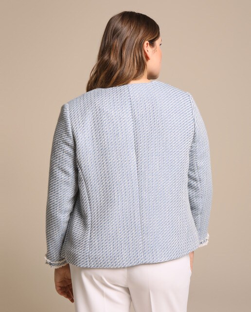 Casaco tweed tamanhos grandes com franjas
