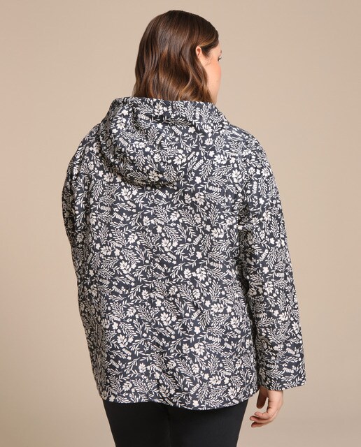 Parka ligera de mujer talla grande con estampado floral