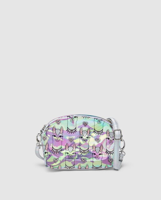 Mala a tiracolo mini transparente com estampado de lamas