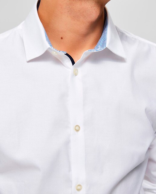 Camisa de vestir de hombre Selected slim lisa blanca